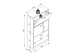 Móvel De Arrumação|Sapateira|VCM Wood Shoe Cabinet | Dimensões: A. 105 x L. 59 x P. 22 cm | 3 flaps - Sipos L (Sonoma oak (serraria)) Natural claro