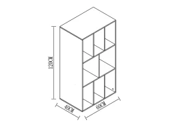 VCM Wooden Record Shelf | Divisor de Sala | Dimensões A. 120 x L. 60 x P. 40 cm | Prateleira de Mídia - Schalino (Branco)^ Prateleira