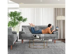 Sofá|DripeX Veludo cinza e sofá de veludo de madeira maciça - 3 lugares - carga máxima 300kg - 176x78x85cm Cinzento
