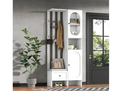 Sale Merax Vestiário com 2 roupeiros - 85 x 33,5 x 200 cm - conjunto de roupeiro + sapateira - aglomerado - Branco