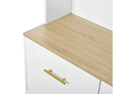 Best ModernLuxe Vestiário de entrada moderno 105x40x180cm - con 2 portas - con móvel para sapatos e ganchos - prateleiras abertas - + Natural Branco