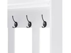 ModernLuxe Vestuário de entrada moderno - com 4 ganchos, 1 porta e 2 gavetas - com banco e prateleiras abertas -^ Móvel De Entrada