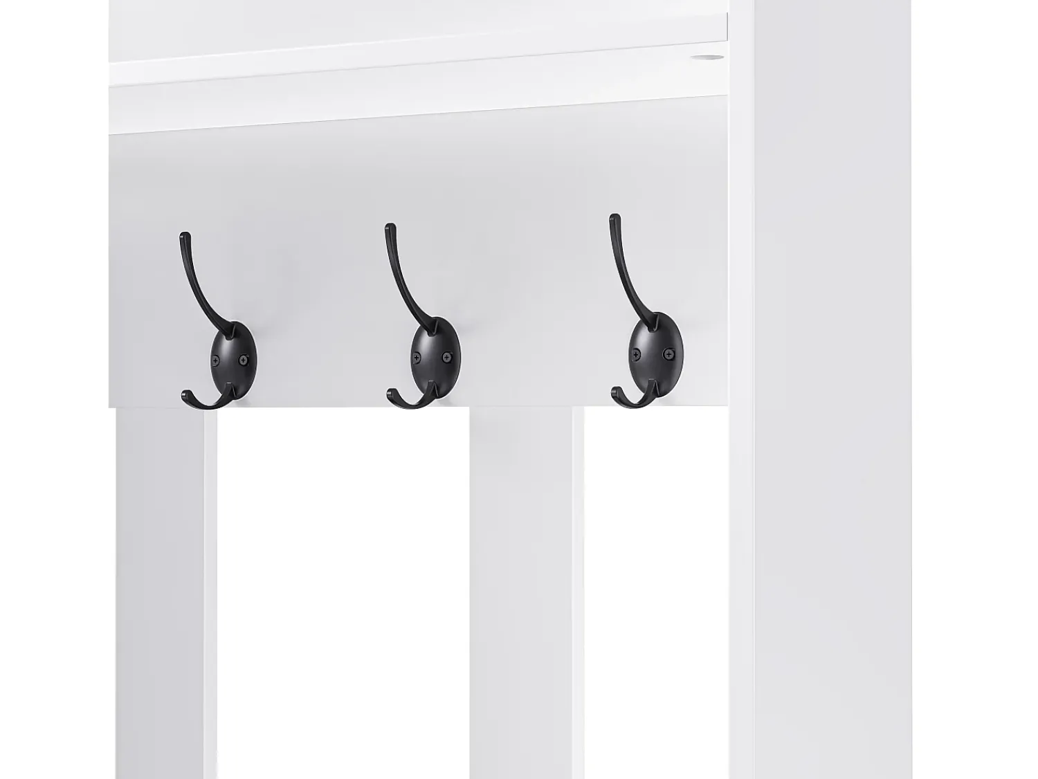 ModernLuxe Vestuário de entrada moderno - com 4 ganchos, 2 portas e 1 gaveta - com banco e prateleiras abertas -^ Móvel De Entrada
