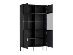 Vitrina*Vente-unique Vitrina 2 portas e 4 nichos com LEDs e dourado - NATANIEL Preto