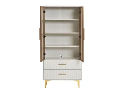 Vitrina|Merax Vitrina com 2 portas de vidro - LEDs - 70 x 35 x 150cm - Aglomerado - Branco