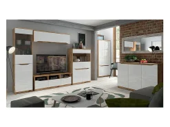 Vitrina|Petits-Meubles Vitrina de 2 portas June Branco e Madeira Natural claro