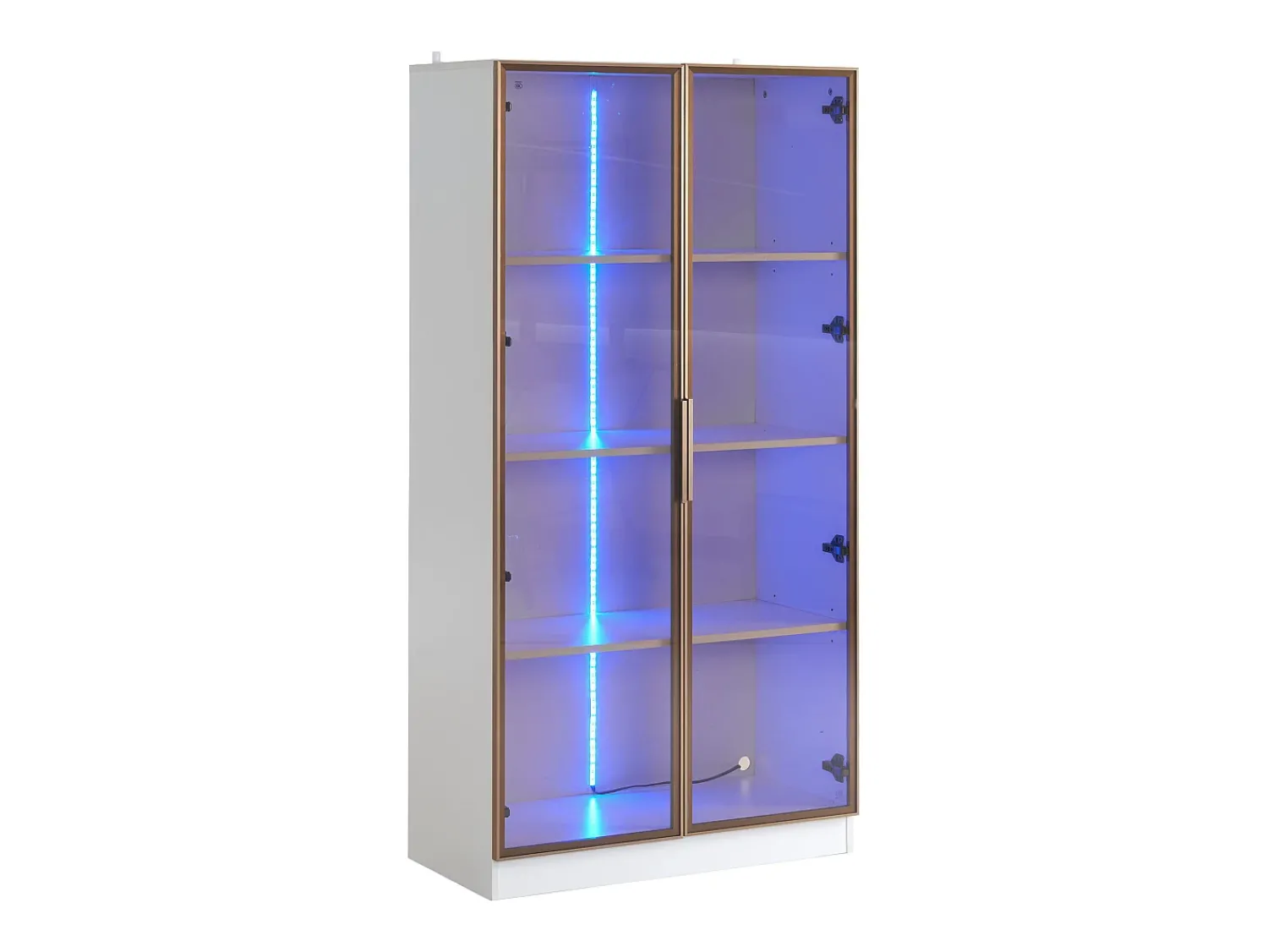 ModernLuxe Vitrina moderna com luzes LED em 16 cores - H 160 cm - 2 portas com prateleiras removíveis - Transparente