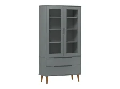 Vitrina* Vitrina MOLDE 90x35x175 cm pinho maciço cinza PT567837 Cinzento