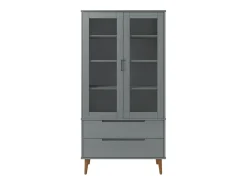 Vitrina* Vitrina MOLDE 90x35x175 cm pinho maciço cinza PT567837 Cinzento