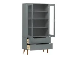 Vitrina* Vitrina MOLDE 90x35x175 cm pinho maciço cinza PT567837 Cinzento