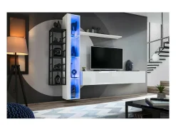 Price Factory vitrina suspensa branca com 1 porta de vidro e iluminação LED inclusa. Coleção SWITCH.^ Vitrina