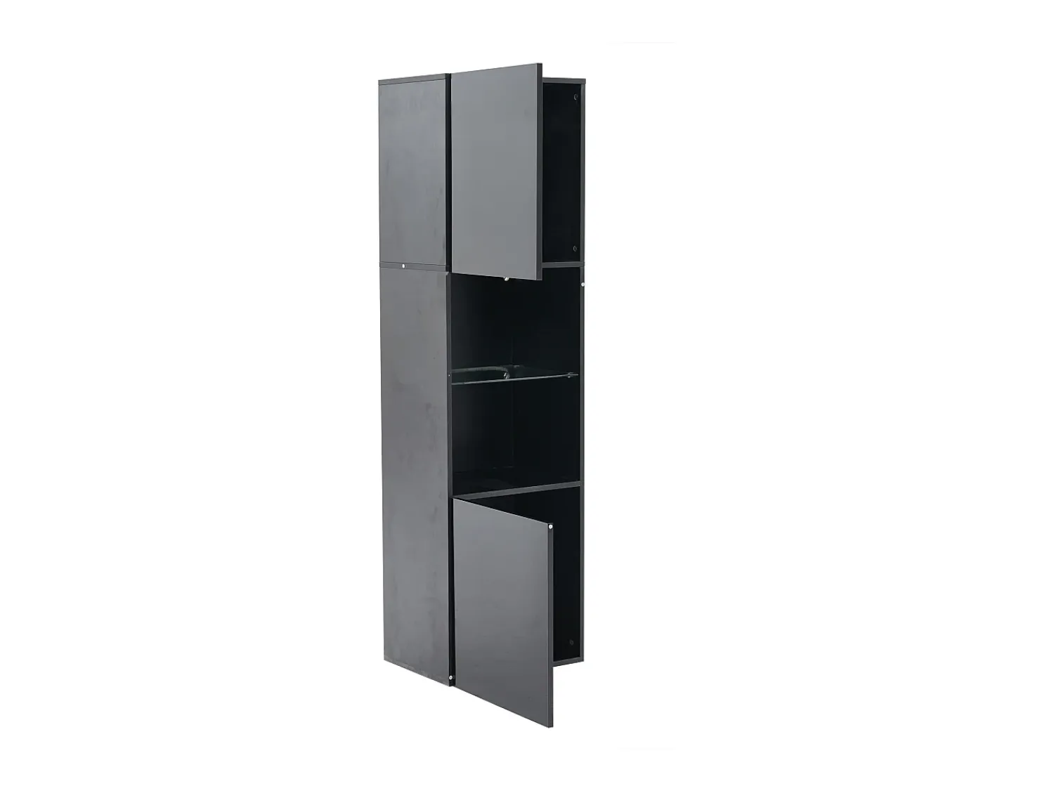 Vitrina*ModernLuxe Vitrina 45x35x160 cm - com 2 portas - com iluminação LED - 1 prateleira de vidro - Preto