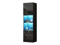 Vitrina*ModernLuxe Vitrina 45x35x160 cm - com 2 portas - com iluminação LED - 1 prateleira de vidro - Preto