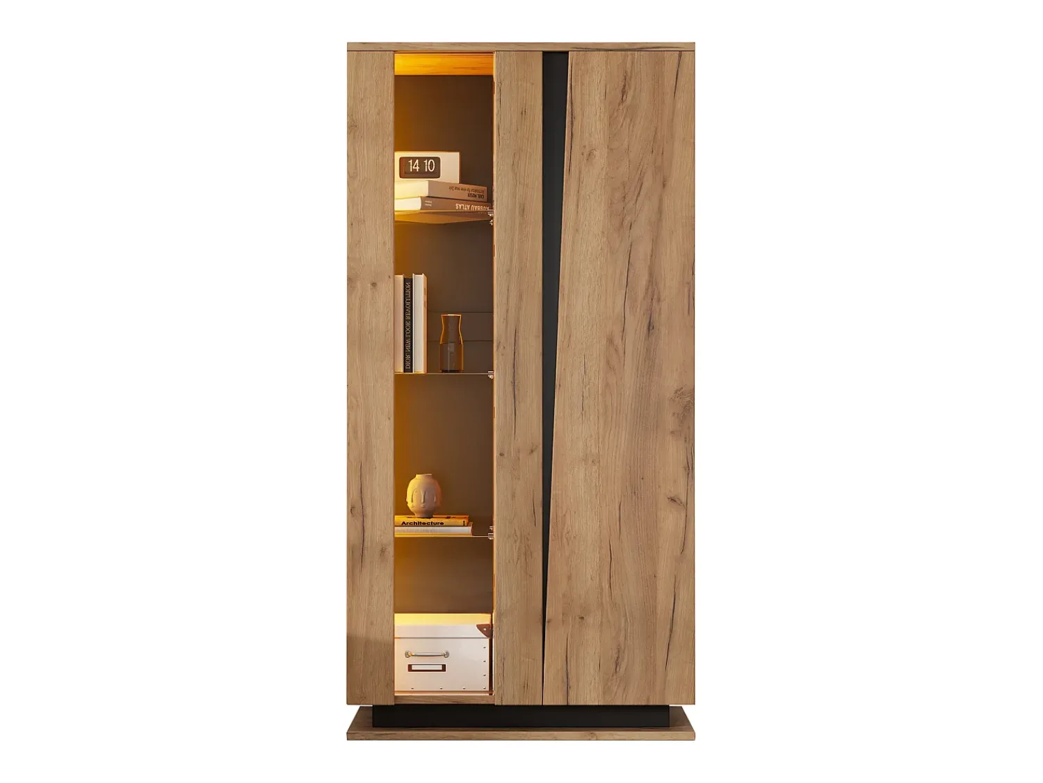 Best ModernLuxe Vitrine 80×35×160 cm - com 2 portas - iluminação LED - portas de acrílico - painel de partículas - natural Natural claro