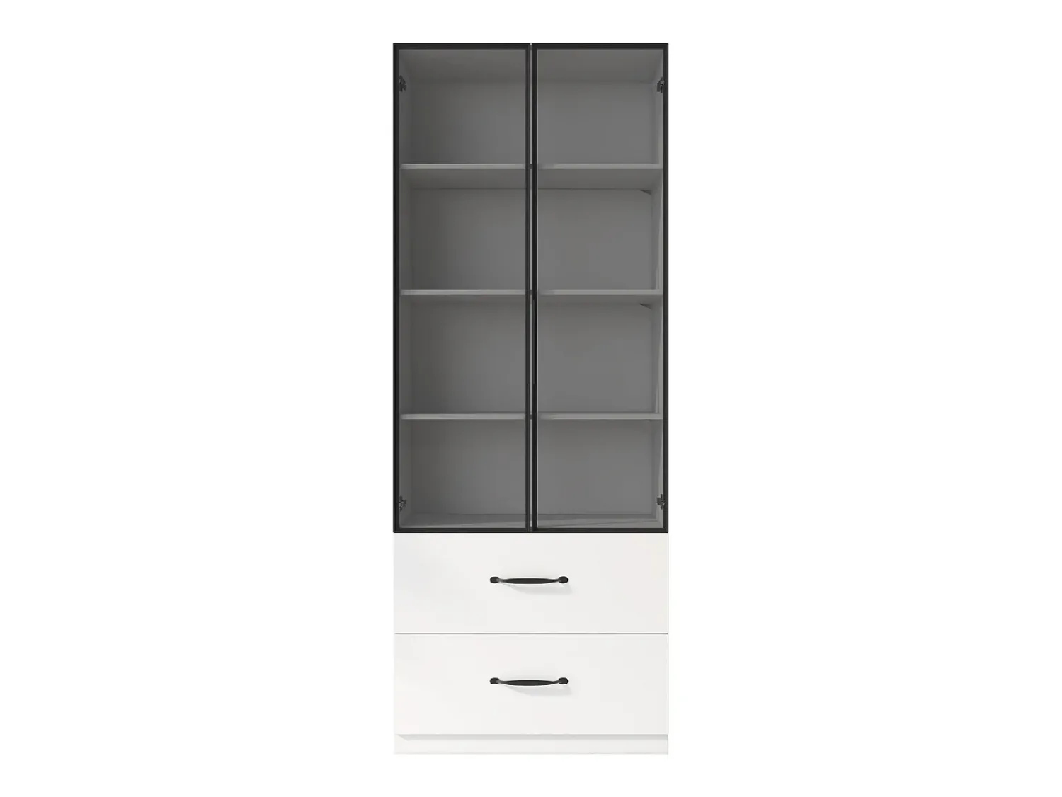 ModernLuxe Vitrine 60×40×160 cm - com iluminação LED - 2 portas de vidro e 2 gavetas - estrutura em alumínio -^ Vitrina