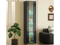 ModernLuxe Vitrine 40×29×170 cm - iluminação LED multicolor com controle remoto - divisórias de vidro -^ Vitrina