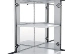 Vitrina*ModernLuxe Vitrine 205 cm de altura - Iluminação LED - 4 portas de vidro - Fundo espelho - Armazenamento aberto - Painéis de partículas - Branc Branco