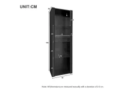Discount Hauss Spole Vitrine alta com 3 prateleiras de vidro, corpo em MDF lacado , LED incluído - 55x38x166cm Preto