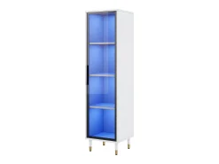 Vitrina|Merax Vitrine alta de vidro - 40 x 40 x 170 cm - com portas + LEDs + prateleiras - aglomerado - branca Branco
