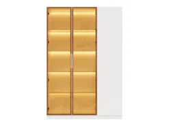 Vitrina|Merax Vitrine alta de vidro - 110 x 35 x 165 cm - com 3 portas + LEDs + prateleiras ajustáveis - MDF - branca Branco