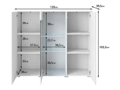 Sale Vitrine alta moderna 120 cm para sala 3 portas grafite mate Preto