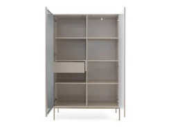 Vitrina| Vitrine alta moderna com frente canelada, 104×166×39 cm, Caxemira / Ouro Castanho