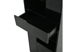 ModernLuxe Vitrine alto brilho 55x38x170 cm - 1 gaveta e 4 portas - com iluminação LED - Preto