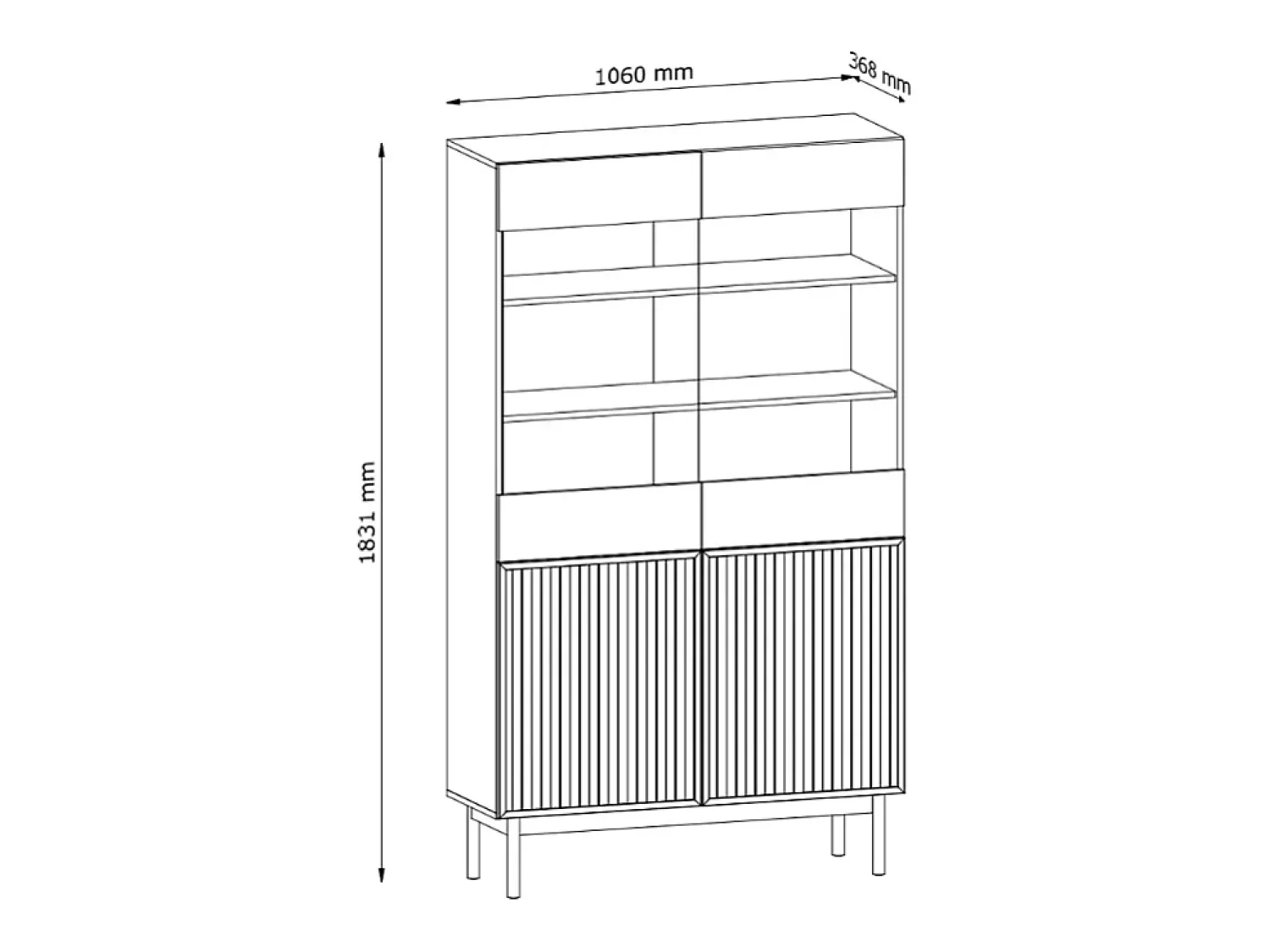 Vitrine AMBIHOME SAROSI - Carvalho, C106 x P37 x A183cm^ Vitrina