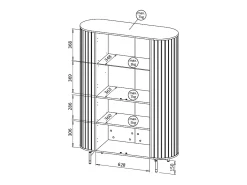 Vitrine AMBIHOME ZANE 01 - Caxemira, C112xP40xA155cm^ Vitrina