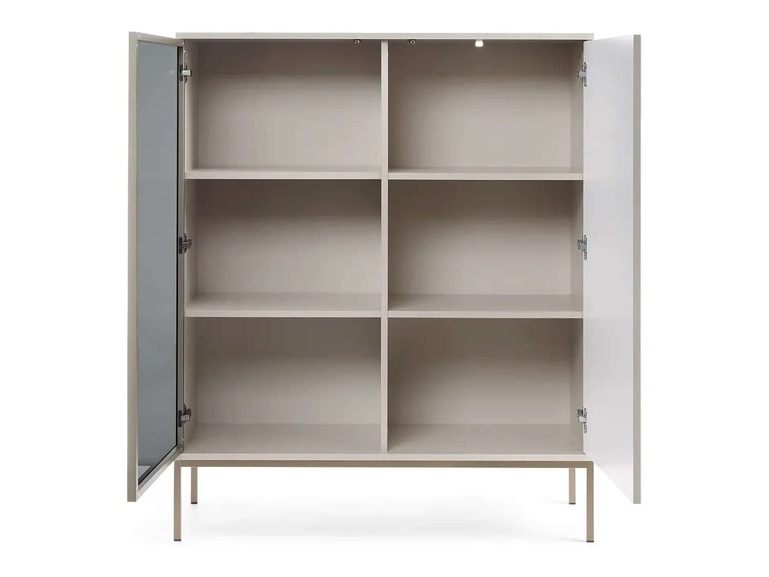 Best Vitrine baixa moderna com frente canelada, 104×126×39 cm, Caxemira / Ouro Castanho