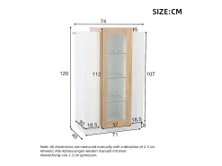 Hauss Spole Vitrine branca 74x40x120cm com 3 portas, sendo 1 de acrílico, prateleiras de vidro, LED incluso Branco