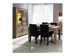 Sale Meublorama Vitrine, buffet, armário FARRA 4 portas + LED. Móvel contemporâneo ideal para a sua sala de estar ou sala de jantar. Castanho