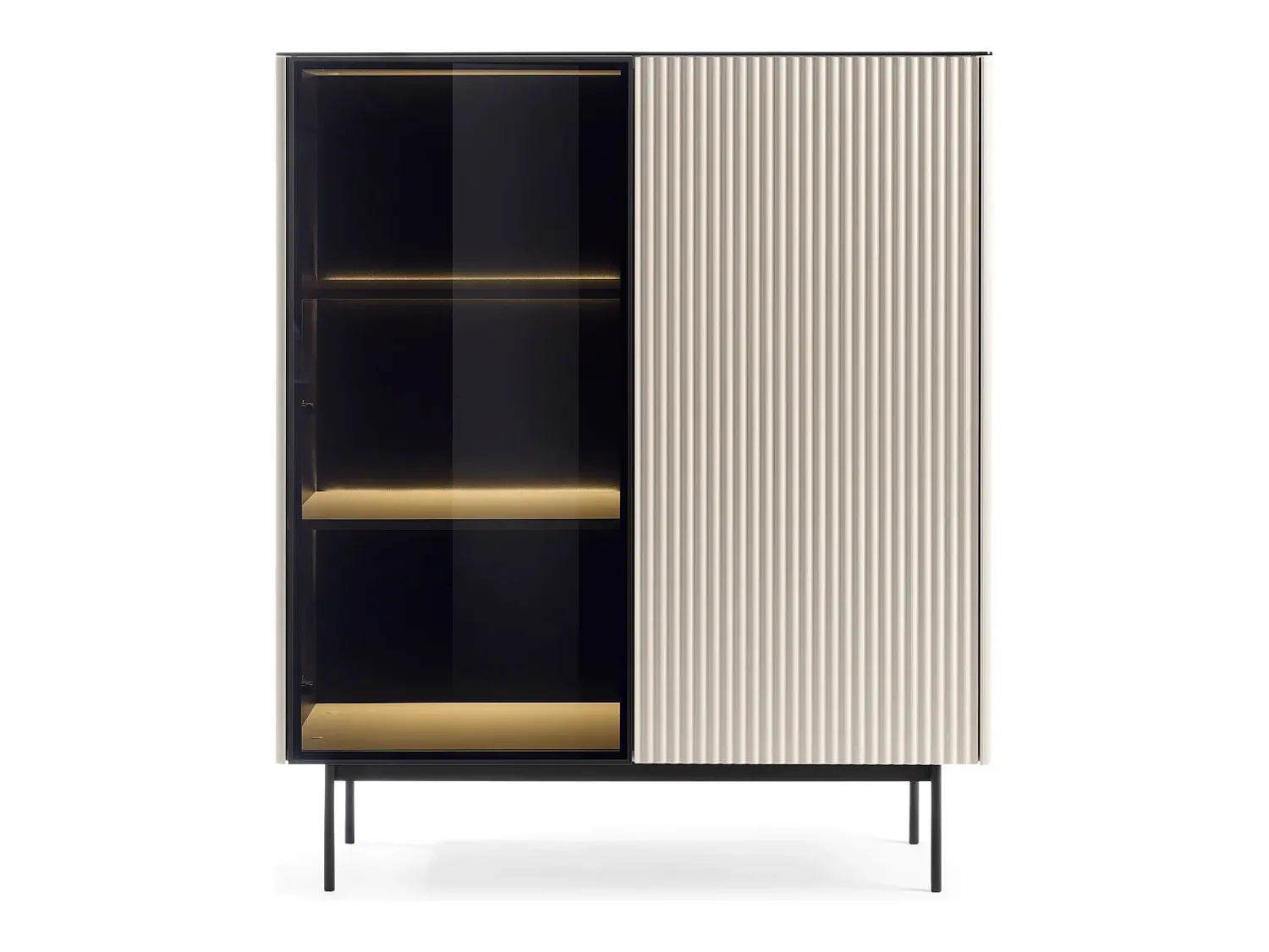 Vitrina* Vitrine, Caxemira, 107 x 126 x 39 cm Bege