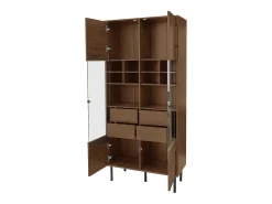 Vitrina*Hauss Spole Vitrine com 2 portas de vidro e 4 gavetas - Cor madeira escura Natural escuro