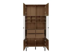 Vitrina*Hauss Spole Vitrine com 2 portas de vidro e 4 gavetas - Cor madeira escura Natural escuro