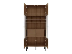 Vitrina*Hauss Spole Vitrine com 2 portas de vidro e 4 gavetas - Cor madeira escura Natural escuro