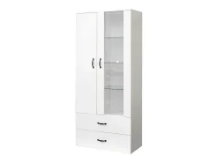 ModernLuxe Vitrine com 2 portas e 2 gavetas e LED - Altura 180cm -^ Vitrina
