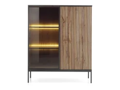 Vitrine com 2 portas e LED integrado e Carvalho 104x126 cm^ Vitrina