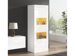 Hauss Spole Vitrine com 2 portas e prateleiras de vidro, corpo lacado , LED incluído - 61x42x162cm^ Vitrina