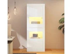 Hauss Spole Vitrine com 2 portas e prateleiras de vidro, corpo lacado , LED incluído - 61x42x162cm^ Vitrina