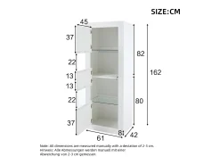 Hauss Spole Vitrine com 2 portas e prateleiras de vidro, corpo lacado , LED incluído - 61x42x162cm^ Vitrina
