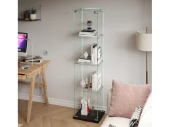 Vitrina* Vitrine com 5 prateleiras e portas duplas, vitrine para sala de estar Preto