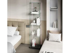 Vitrina* Vitrine com 5 prateleiras e portas duplas, vitrine para sala de estar Preto