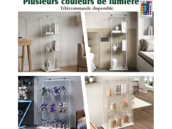 Vitrina| Vitrine com 4 prateleiras e portas duplas, vitrine para sala de estar Branco