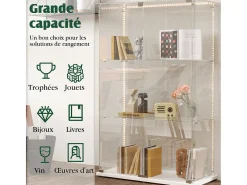 Vitrina| Vitrine com 4 prateleiras e portas duplas, vitrine para sala de estar Branco