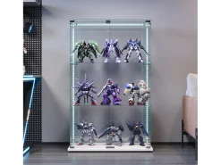 Vitrina| Vitrine com 4 prateleiras e portas duplas, vitrine para sala de estar Branco