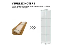 Vitrina| Vitrine com 5 prateleiras e portas duplas, vitrine para sala de estar Branco