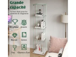 Vitrina| Vitrine com 5 prateleiras e portas duplas, vitrine para sala de estar Branco