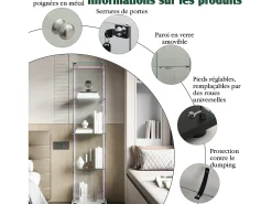 Vitrina| Vitrine com 5 prateleiras e portas duplas, vitrine para sala de estar Branco