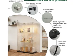 Vitrina* Vitrine com 4 prateleiras e portas duplas, vitrine para sala de estar Preto